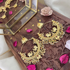 Vriksham Royal Kemp Red Chandbalis-White Pearls-G12021