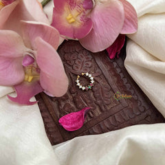 Vriksham Charulata – Floral Septum Ring-White Red & Green-G20023