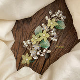 Vriksham Yellow Flower & Leaf Beaded Bun Juda Bridal Brooch for Hairstyle-H908