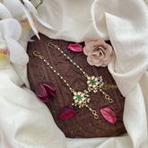 Vriksham Unique Designer Single Strand Kundan Jadau Pearl Maatil-Green & White-J3056