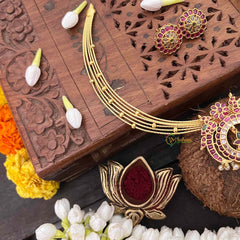 Vriksham Designer peacock & Floral Multi-Layered Gold Chain Hasli Choker Neckpiece-Pearls-G21513