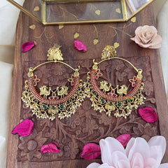 Vriksham Royal Kemp Red Green Chandbalis-Pearls-G997