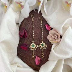 Vriksham Unique Designer Single Strand Kundan Jadau Pearl Maatil-Green & White-J3056