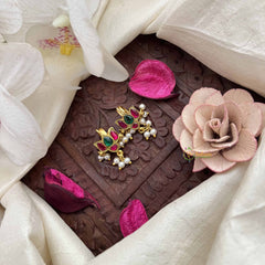 Vriksham Lotus Style Peals Detailing Press Bugadi-Red Green-J3935