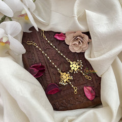 Vriksham Unique Designer Single Strand Kundan Jadau Pearl Maatil-Green & White-J3056