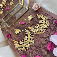 Vriksham Royal Kemp Red Green Chandbalis-Pearls-G997