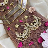 Vriksham Royal Kemp White Chandbalis-White Pearls-G12022