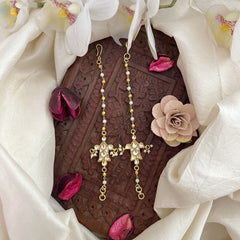 Vriksham Designer Single Strand Kundan Jadau Pearl Maatil-White-J3047