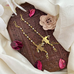 Vriksham Designer Single Strand Kundan Jadau Pearl Maatil-White-J3047