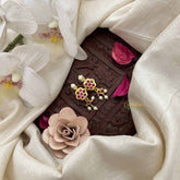 Vriksham Gold Coating Floral Round Style Pearls Detailing Press Bugadi-Red-G21037