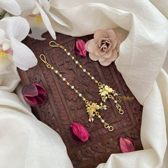 Vriksham Butterfly Single Strand Kundan Jadau Pearl Maatil-Red-J3045