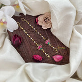 Vriksham Lotus Single Strand Kundan Jadau Pearl Maatil-Red Green-J3046