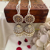 Vriksham Gold Plated Mirror Statement For Weddings & Festivals Jhumkas & Pearl Accents Earrings -G22087