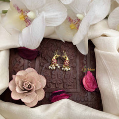 Vriksham Peacock Style Pearls Detailing Press Bugadi-Red Green-G21032