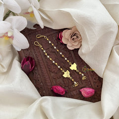 Vriksham Lotus Single Strand Kundan Jadau Pearl Maatil-Red Green-J3046