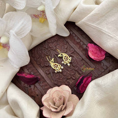 Vriksham Peacock Style Pearls Detailing Press Bugadi-Red Green-G21032