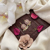 Vriksham Floral Round Style Pearls Detailing Press Bugadi-Red White-G21034