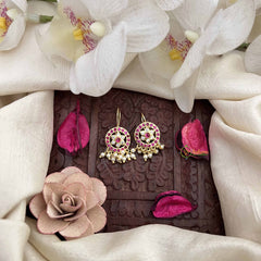 Vriksham Floral Round Style Pearls Detailing Press Bugadi-Red White-G21034