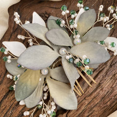 Vriksham Green Shaded Beaded Bun Juda Bridal Brooch for Hairstyle-H910