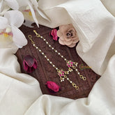 Vriksham Dual Bird Single Strand Kundan Jadau Pearl Maatil-Red-J3063