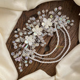 Vriksham Fancy White Floral Beaded Bun Juda Bridal Brooch for Hairstyle-H907