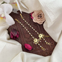 Vriksham Dual Bird Single Strand Kundan Jadau Pearl Maatil-Red-J3063