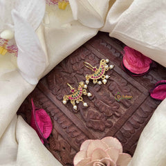 Vriksham Half Moon Style Prals Detailing Press Bugadi-Red Green-G21039