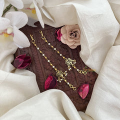 Vriksham Dual Bird Single Strand Kundan Jadau Pearl Maatil-Green Red -J3065