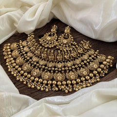 Exquisite Layered Royal Lakshmi High Neck Choker -Gold Bead-G10395
