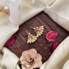 Vriksham Elegant Style Pearls Detailing Press Bugadi-Red White-G21031