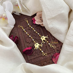 Vriksham Dual Bird Single Strand Kundan Jadau Pearl Maatil-Red Green-J3062