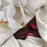 Vriksham Unique Jadau Kundan Nath-Red White-Pearls-J3024