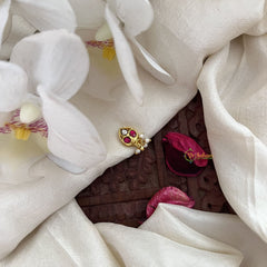 Vriksham Unique Jadau Kundan Nath-Red White-Pearls-J3024