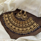 Exquisite Layered Royal Lakshmi High Neck Choker -Purple Bead-G10396