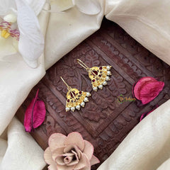 Vriksham Elegant Style Pearls Detailing Press Bugadi-Red White-G21031