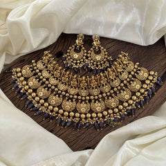 Exquisite Layered Royal Lakshmi High Neck Choker -Purple Bead-G10396