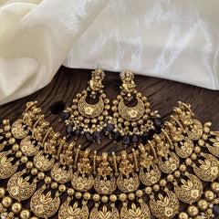 Exquisite Layered Royal Lakshmi High Neck Choker -Purple Bead-G10396