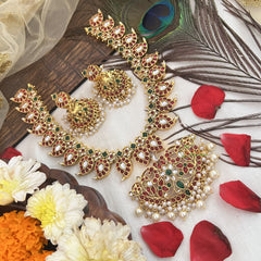 Vriksham Traditional Manga With Floral Short Neckpiece-G19099