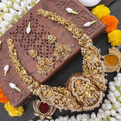 Vriksham Elephant & Krishna Idol & Gold Bead Accents Long Neckpiece-G21496