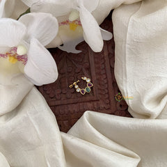 Vriksham Exquisite Golden Naths/Nose pin-Red White & Green-G17884