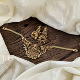 Elegant Lakshmi Pendant High Neck Choker-Red -Gold Bead and Pearl-G10443