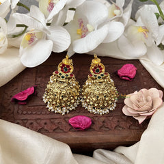 Vriksham Gold look Alike Precious Kemp Stone Jhumkas-G354