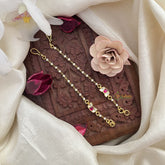 Vriksham Small Lotus Single Strand Kundan Jadau Pearl Maatil-Red White-J3051