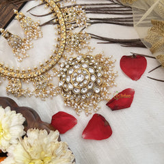 Vriksham Traditional Guttapusalu Short Neckpiece-White-Rice Pearl-G19093