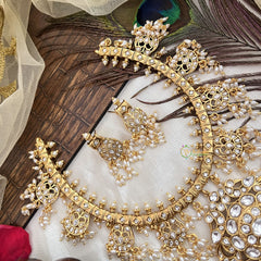 Vriksham Traditional Guttapusalu Short Neckpiece-White-Rice Pearl-G19093