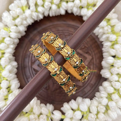 Vriksham Elegant Silk Thread Lotus Kundan Kada Bangle-Golden Green-G20811