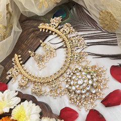 Vriksham Traditional Guttapusalu Short Neckpiece-White-Rice Pearl-G19093