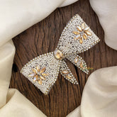 Vriksham Gold Stone Beaded Bow Style Hair Pin-Hair Accessories-H949