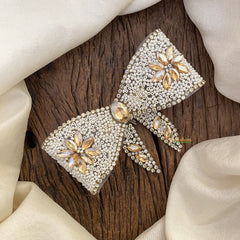 Vriksham Gold Stone Beaded Bow Style Hair Pin-Hair Accessories-H949