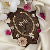 Vriksham Natural Raw Stone with Mossanite Stone Short Neckpiece-Pink-G16010